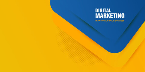 Wall Mural - The design incorporates a halftone pattern, giving it a trendy and dynamic look. Blue and yellow Banner concepts vector design for a vibrant and modern vector design