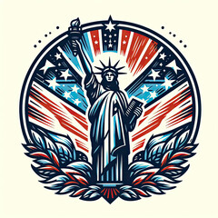 4th of July Independence Day of America logo and background