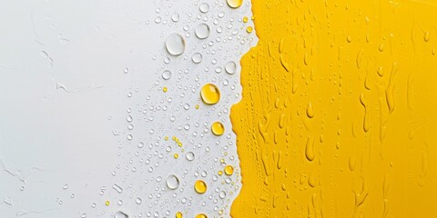 Wall Mural - Yellow and White Background with Water Drops on Surface