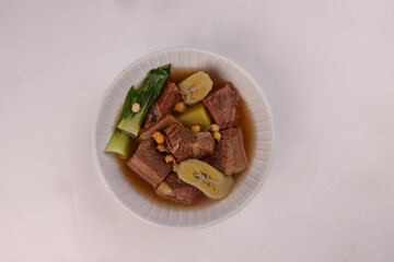 Wall Mural - Beef Pochero is Filipino Beef Stew With Saba Bananas. 