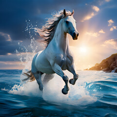 Canvas Print - horse in the sea