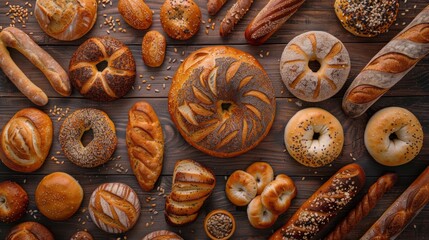 Wall Mural - An enticing assortment of artisanal bread loaves
