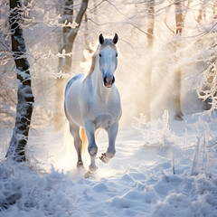 Wall Mural - horse in snow