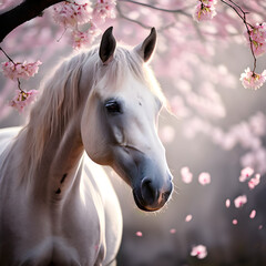 Wall Mural - horse in a field of flowers