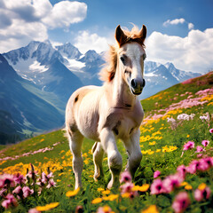 Wall Mural - foal in the mountains