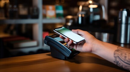 Poster - close-up of a smartphone screen showing a mobile payment app 