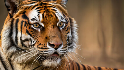 Wall Mural - Bengal tiger portrait with intense stare and powerful presence