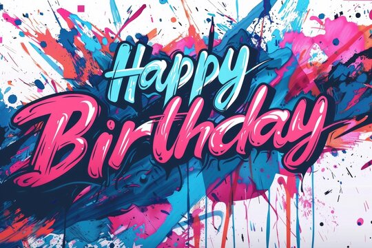 Colorful Happy Birthday graffiti artwork