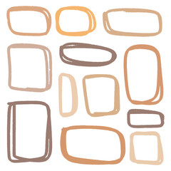 Wall Mural - set of colored hand drawn grunge design elements. hand draw brush frames. set of drawn brush draw fr