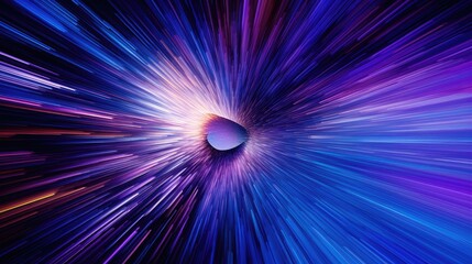 Wall Mural - Abstract flight in retro neon hyper warp space in the tunnel 3d