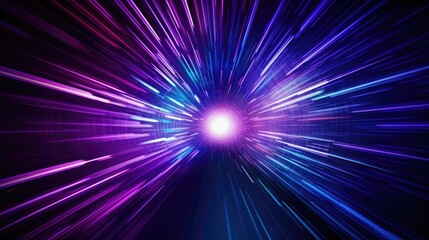 Abstract flight in retro neon hyper warp space in the tunnel 3d