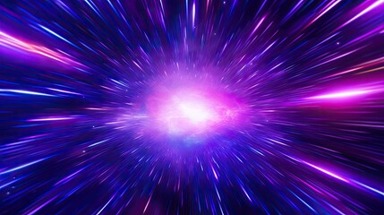 Wall Mural - Abstract flight in retro neon hyper warp space in the tunnel 3d