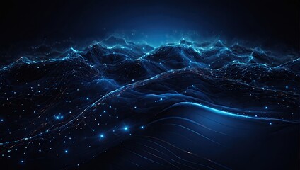 Abstract futuristic technology with polygonal shapes on dark blue background