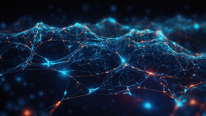Abstract futuristic technology with polygonal shapes on dark blue background