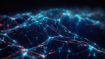 Abstract futuristic technology with polygonal shapes on dark blue background