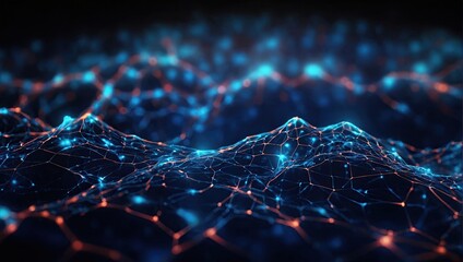 Abstract futuristic technology with polygonal shapes on dark blue background