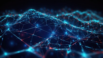 Abstract futuristic technology with polygonal shapes on dark blue background