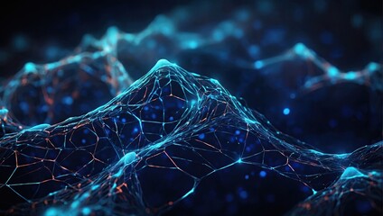 Abstract futuristic technology with polygonal shapes on dark blue background