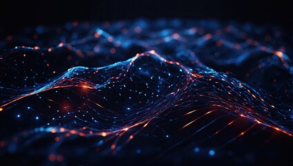 Abstract futuristic technology with polygonal shapes on dark blue background