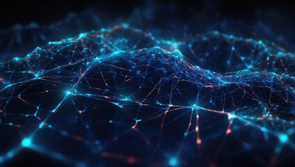 Abstract futuristic technology with polygonal shapes on dark blue background