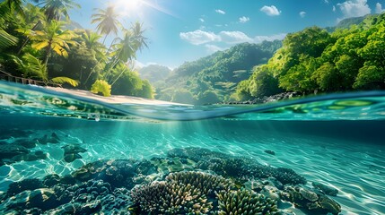 Poster - sandy bay with turquoise img