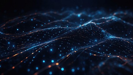 Abstract futuristic technology with polygonal shapes on dark blue background