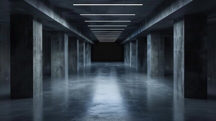 Poster - An old factory with dark, empty rooms and hallways