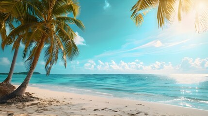 Wall Mural - tropical beach palm trees img