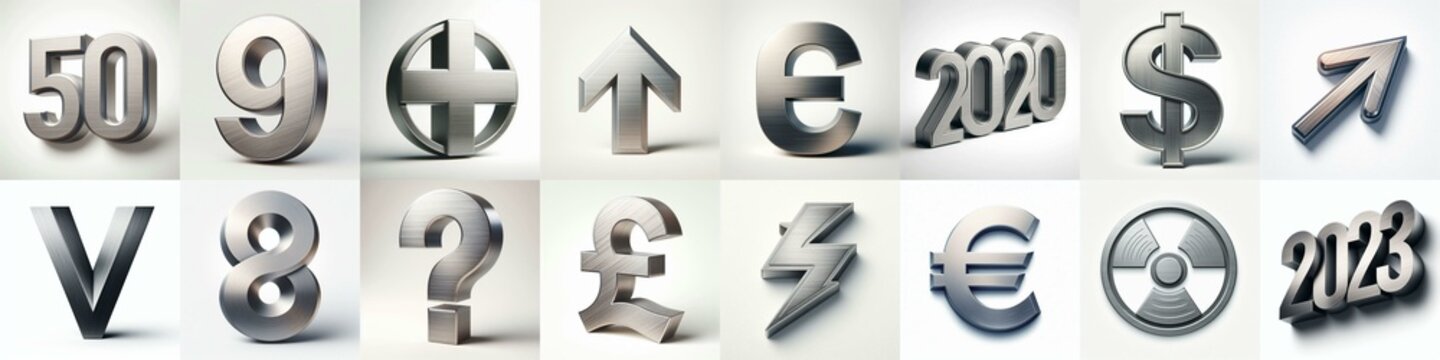 Brushed steel metal Lettering Typeface. AI generated illustration