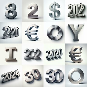 Brushed steel metal Lettering Typeface. AI generated illustration