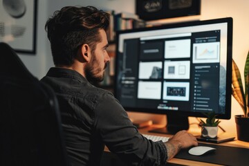 a web designer creates a sleek website mockup, embodying professionalism in every aspect of the desi