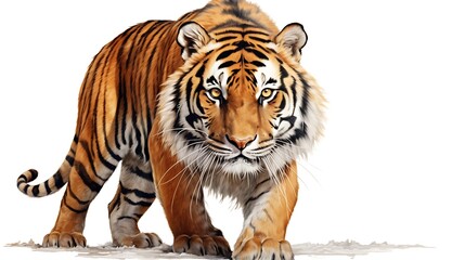 Wall Mural - Tiger on white back ground