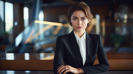 Wall Mural - a young woman in a sharp suit, 