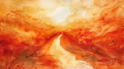 Wall Mural - Sunset over rural road