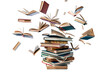 © Kanurism - A pile of books flying in the air isolated on a transparent background