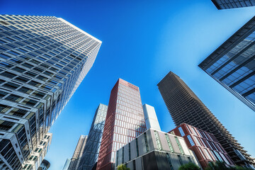 Poster - Modern Urban Skyline with Shining Skyscrapers