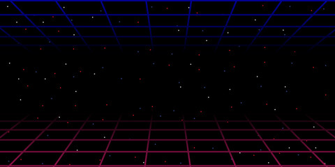 Aufkleber - Pixel art background.8 bit game.retro game. for game assets in vector illustrations.Retro Futurism Sci-Fi Background. glowing neon grid.and stars from vintage arcade comp	