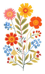 Wall Mural - PNG Wildflower art embroidery pattern.