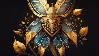 background with wings, blue and yellow macaw feathers, feather on the wall, chinese style dragon, black and white butterfly, chinese dragon on the wall