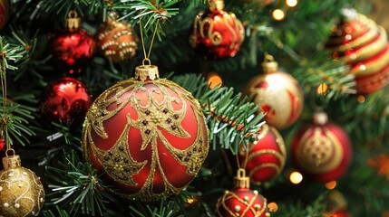 Canvas Print - Ornaments adorning a Christmas tree