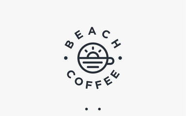 Wall Mural - beach coffee logo design vector silhouette illustration