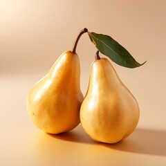 Wall Mural - two pears with a leaf on top