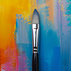 Wall Mural - a paintbrush on colorful background.