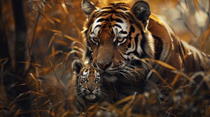 Wall Mural - Tiger. Photography of wild animal in natural habitat.