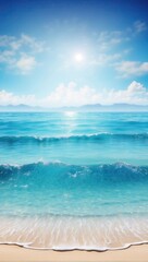  Blur beautiful shiny sparkling tropical blue sea beach , the fresh summer background .