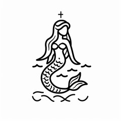 Wall Mural - Vector illustration of a beautiful mermaid.