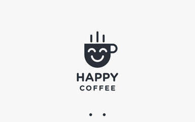 Wall Mural - smile coffee logo design vector silhouette illustration