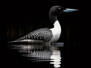 Wall Mural - a black and white bird in water