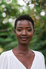 Poster - portrait of a young black African woman with short hair 