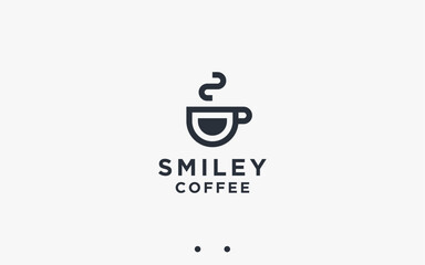 Wall Mural - smile coffee logo design vector silhouette illustration